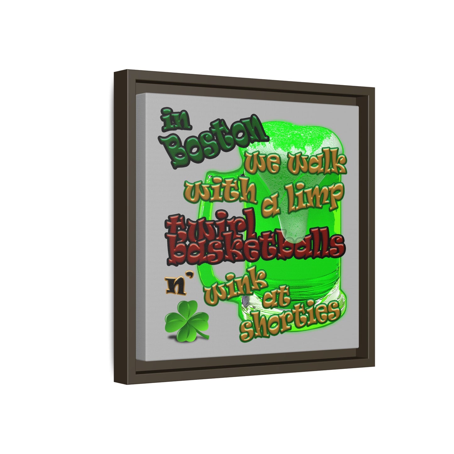 celtics logo - framed canvas art (light grey)