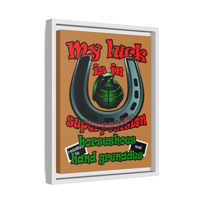my luck - framed canvas art (light brown)