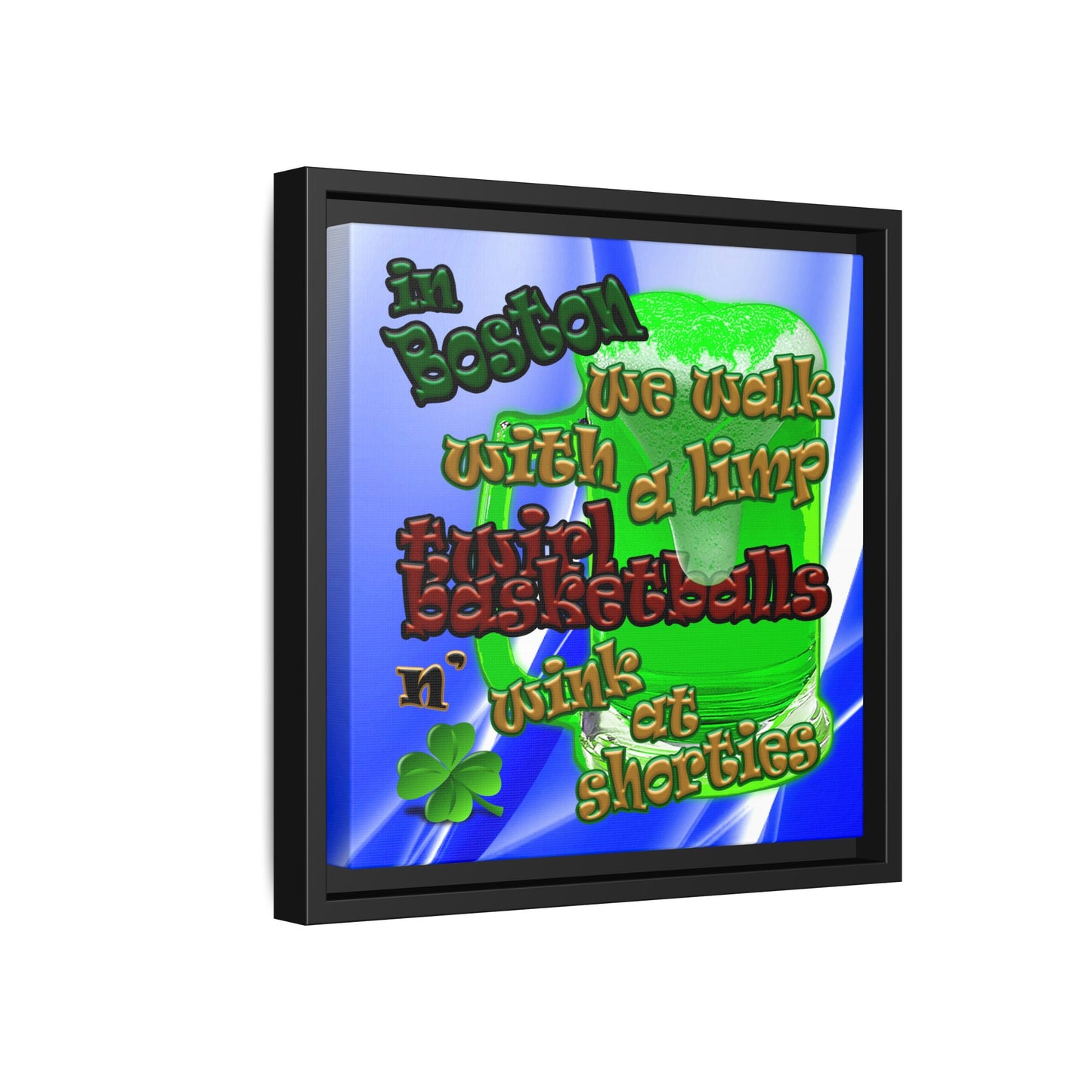 celtics logo - framed canvas art (blue-white wave)