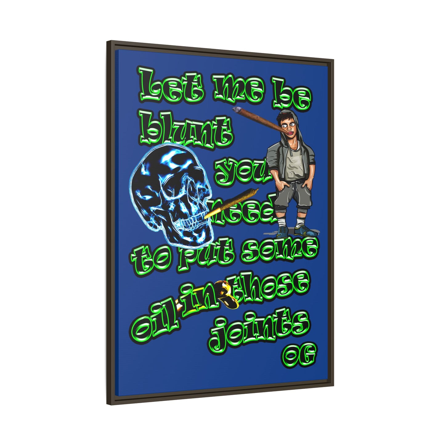 og - framed canvas art (dark blue)