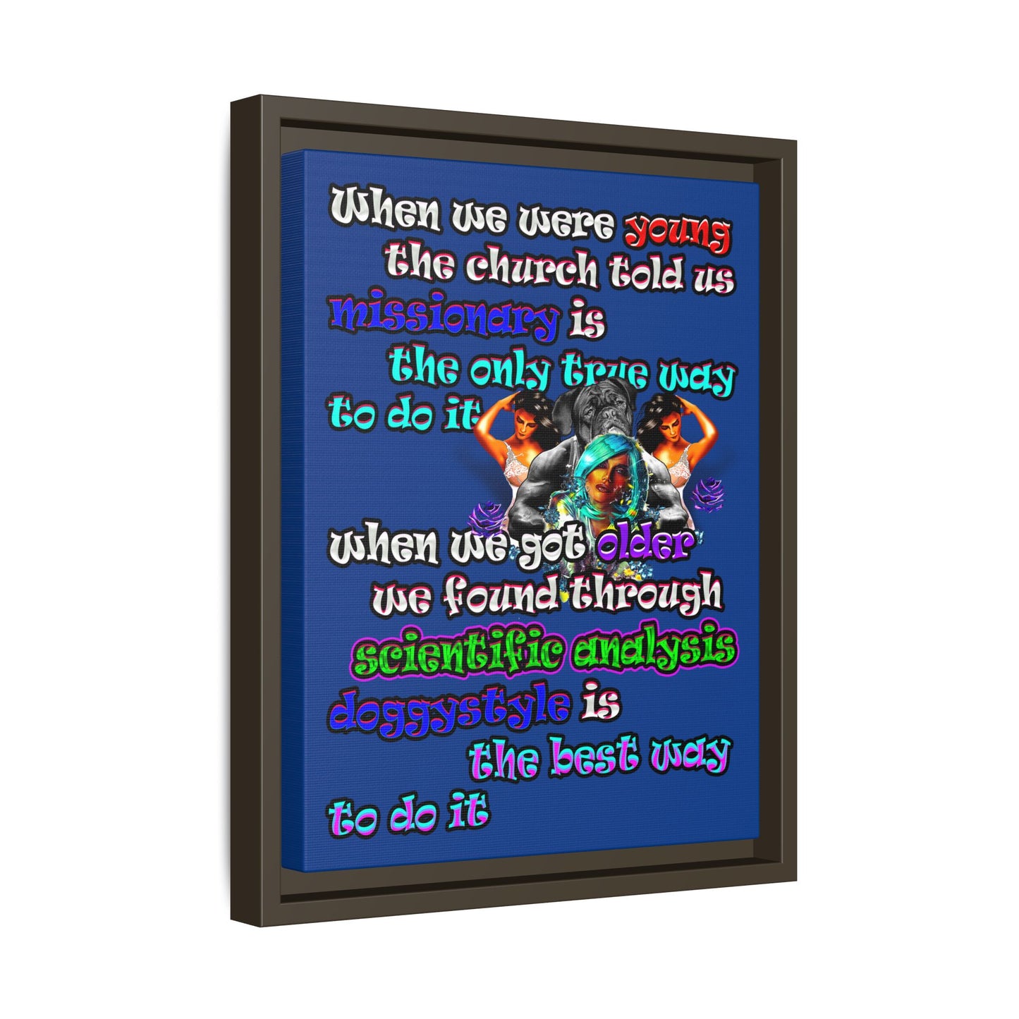 doggystyle - framed canvas art (dark blue)