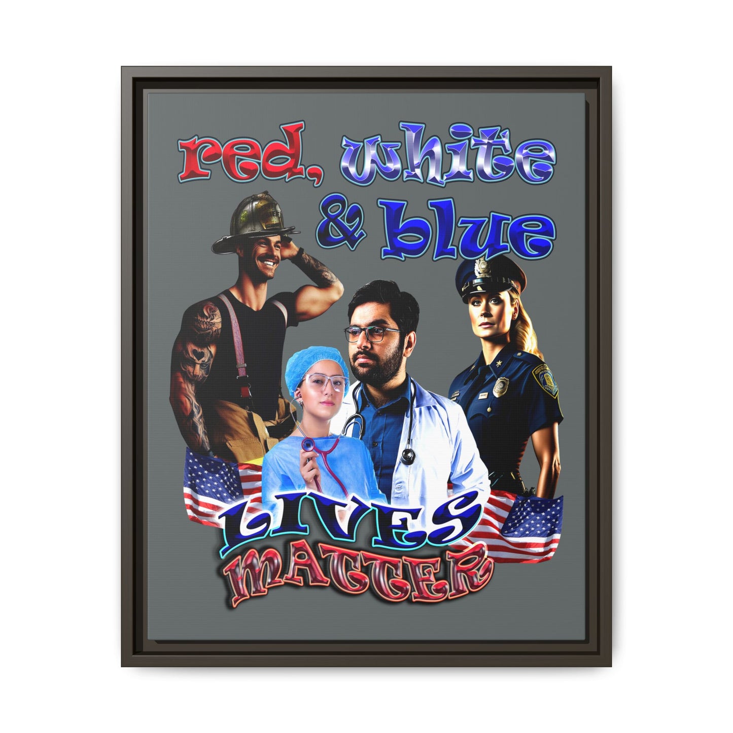rw&b lives matter - framed canvas art (dark grey)