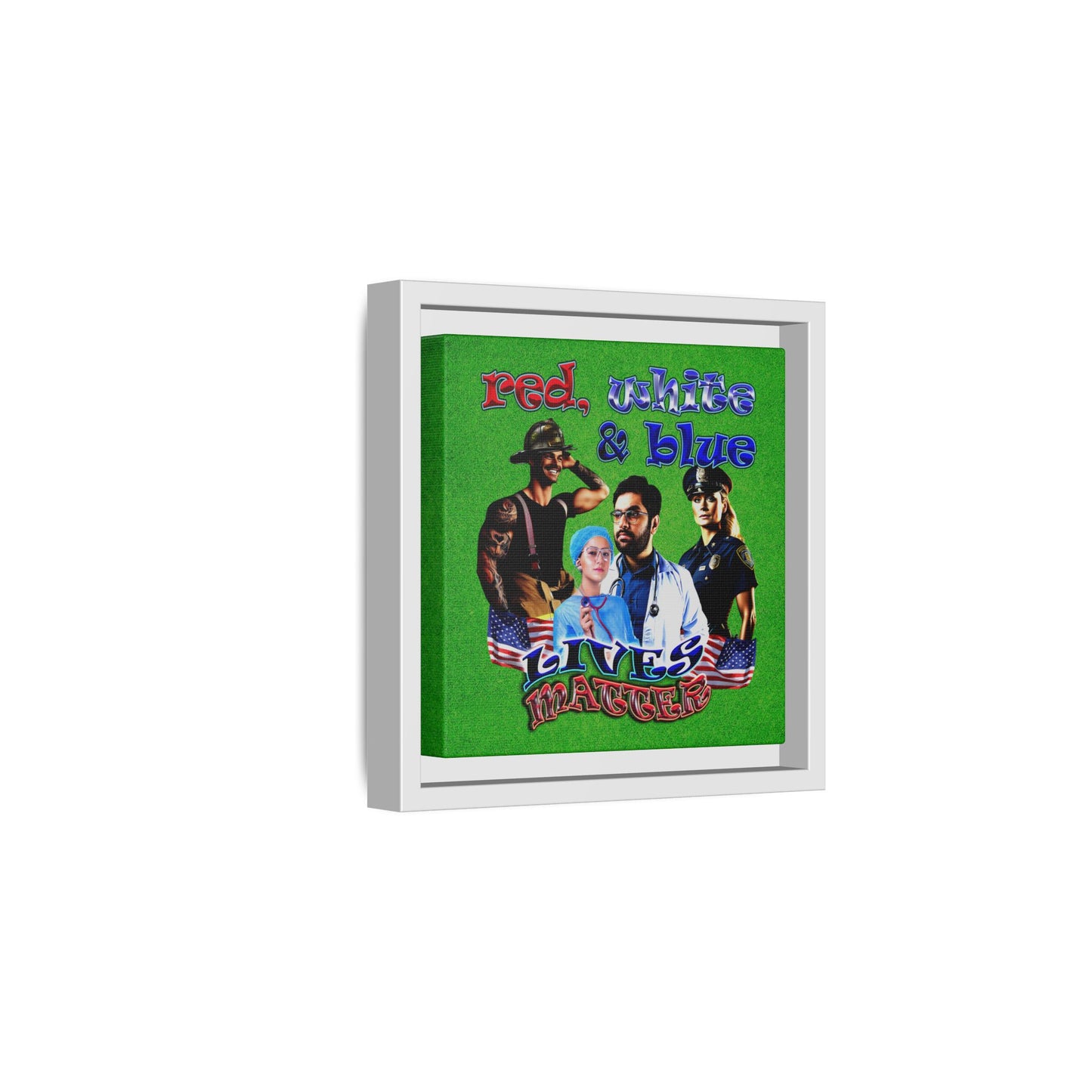 rw&b lives matter - framed canvas art (green turf)