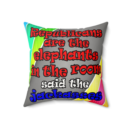 donkeys and elephants - Faux Suede Square Pillow - (rainbow split)