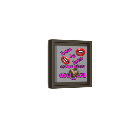 hoes b4 bros - framed canvas art (grey)