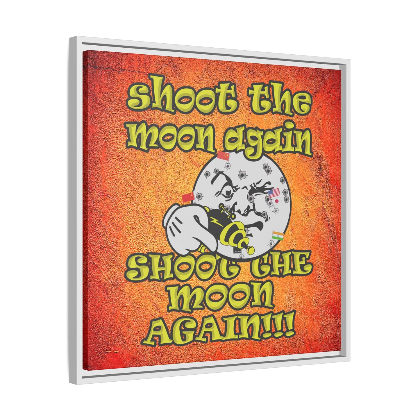 shoot the moon again - framed canvas art (burnt orange)