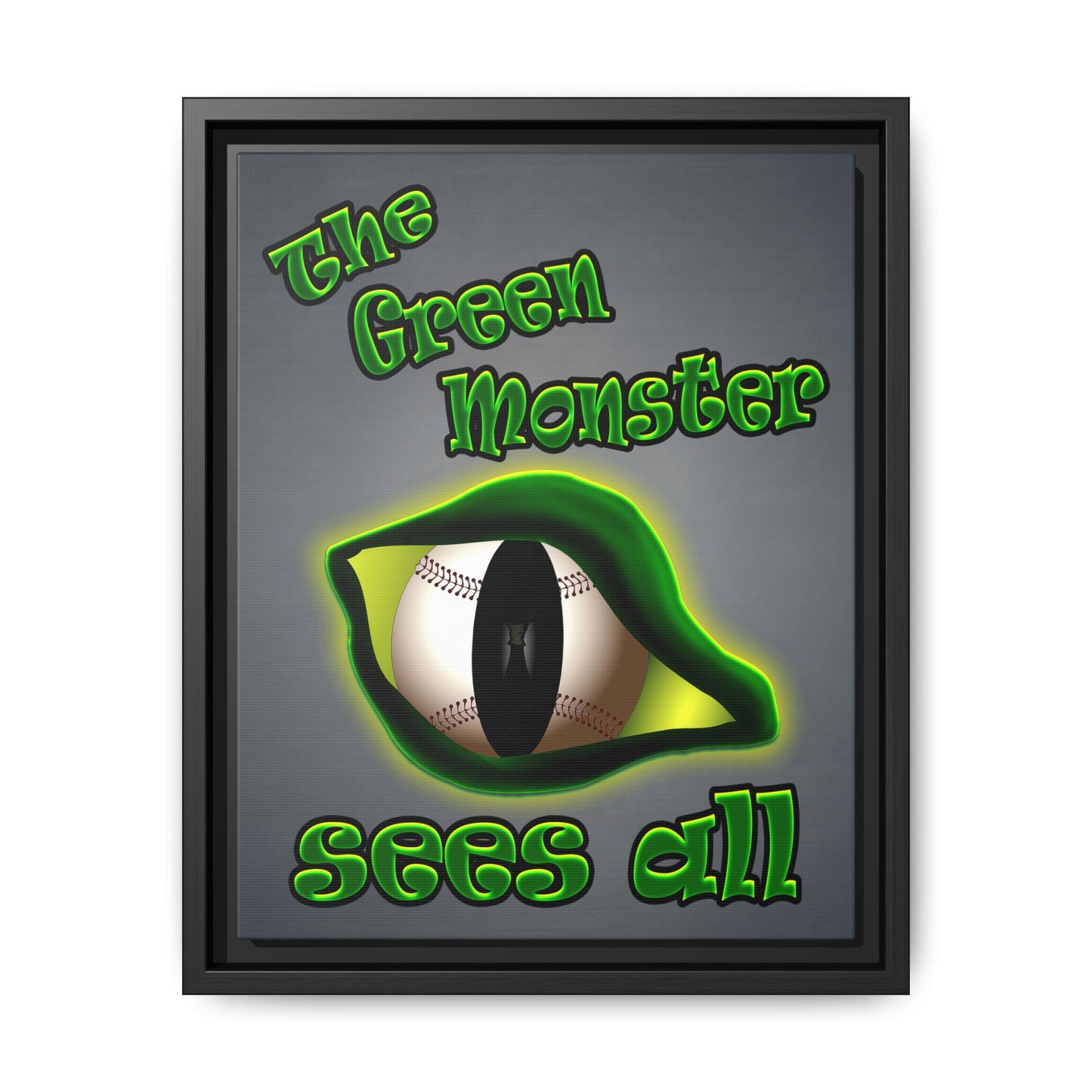 green monster - framed canvas art (grey-light grey)
