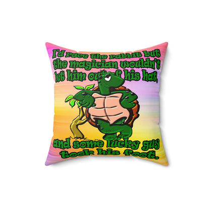 turtle race - Faux Suede Square Pillow - (color blur)