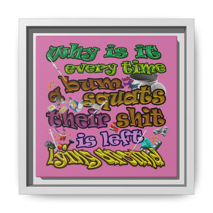 the bum's shit - framed canvas art (light pink)