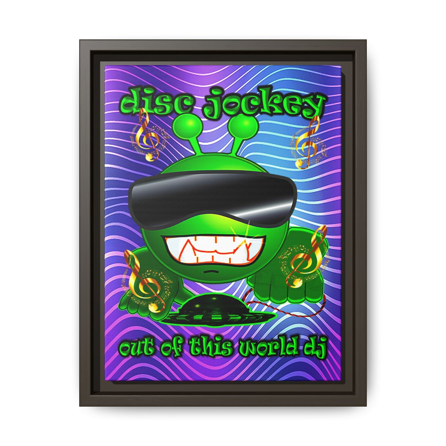 disc jockey - framed canvas art (purple wave)