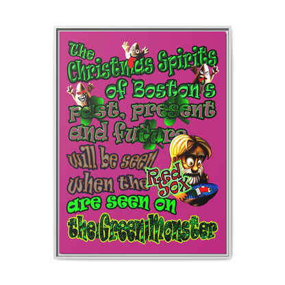 christmas spirits of boston - framed canvas art (pink)