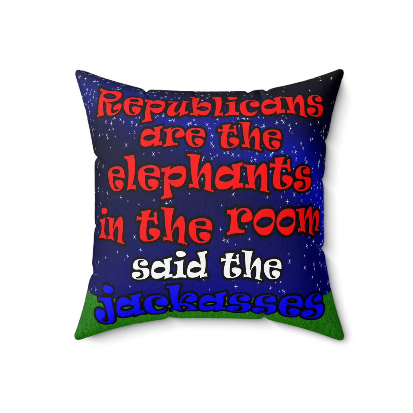 donkeys and elephants - Spun Polyester Square Pillow - ('snoops' background)