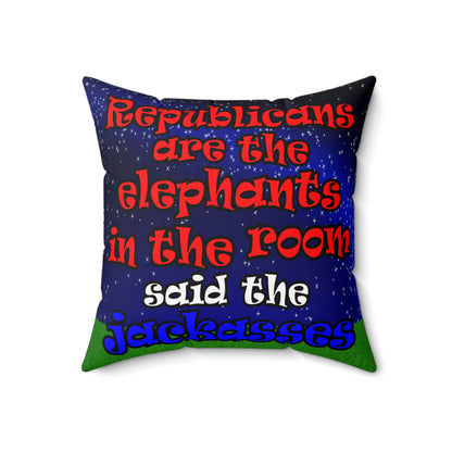 donkeys and elephants - Spun Polyester Square Pillow - ('snoops' background)