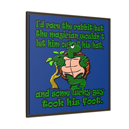 turtle race - framed canvas art (dark blue)