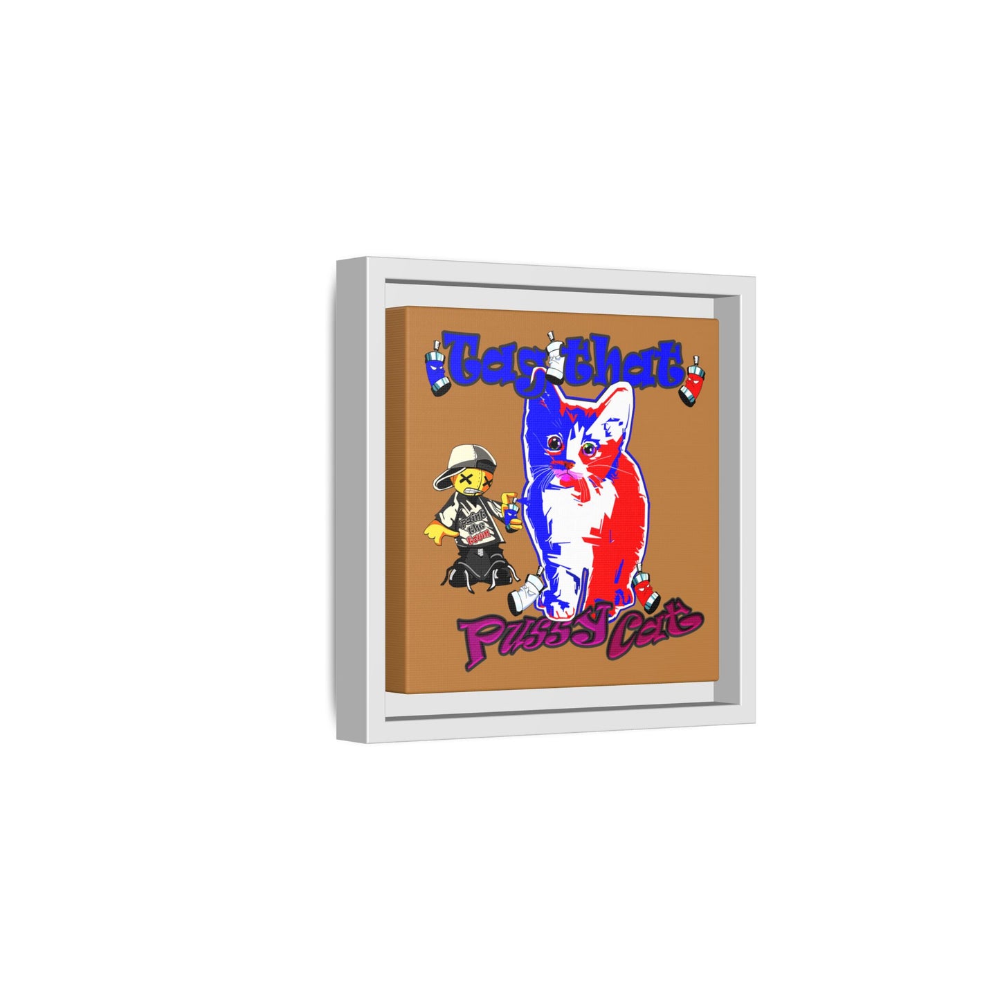 tag that - framed canvas art (light brown)