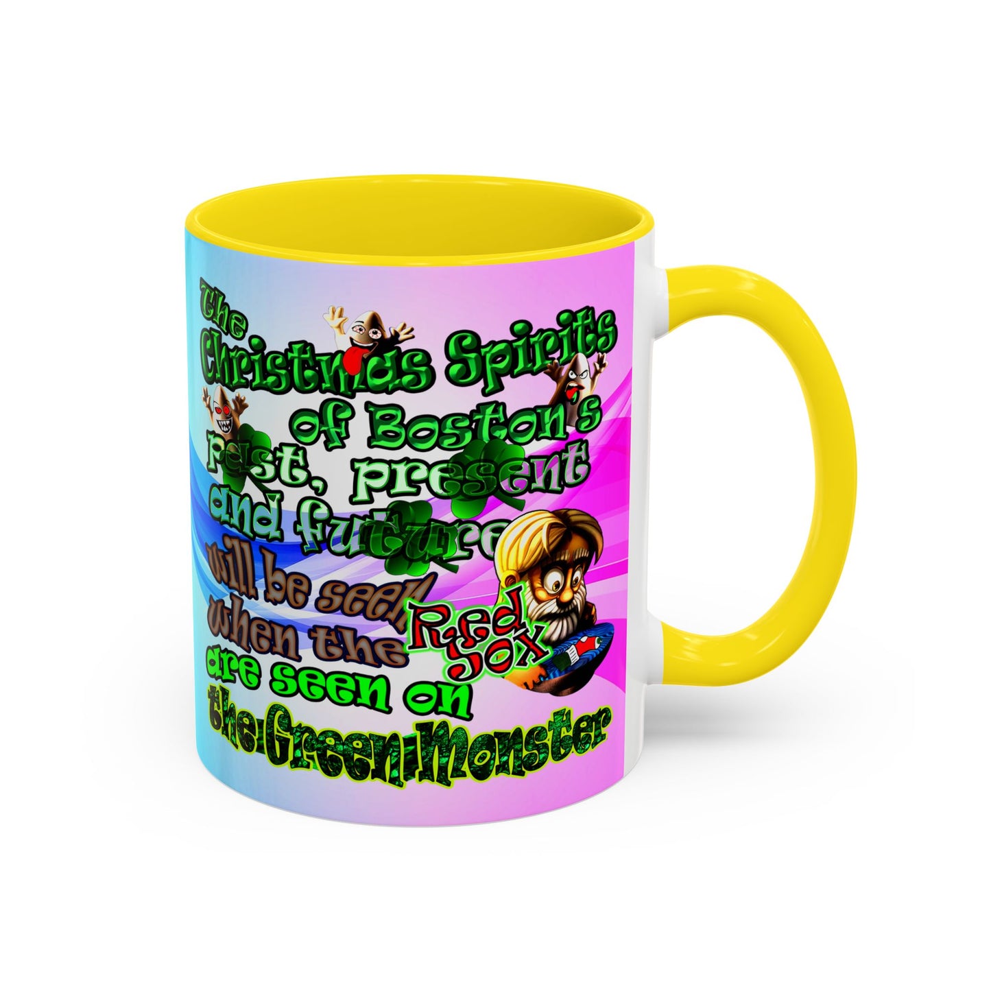 christmas spirits of boston - Accent Mug (light blue-pink wave)