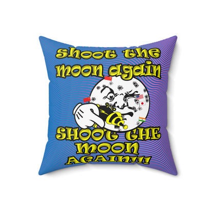 shoot the moon again - Spun Polyester Square Pillow - (light blue-purple wave)