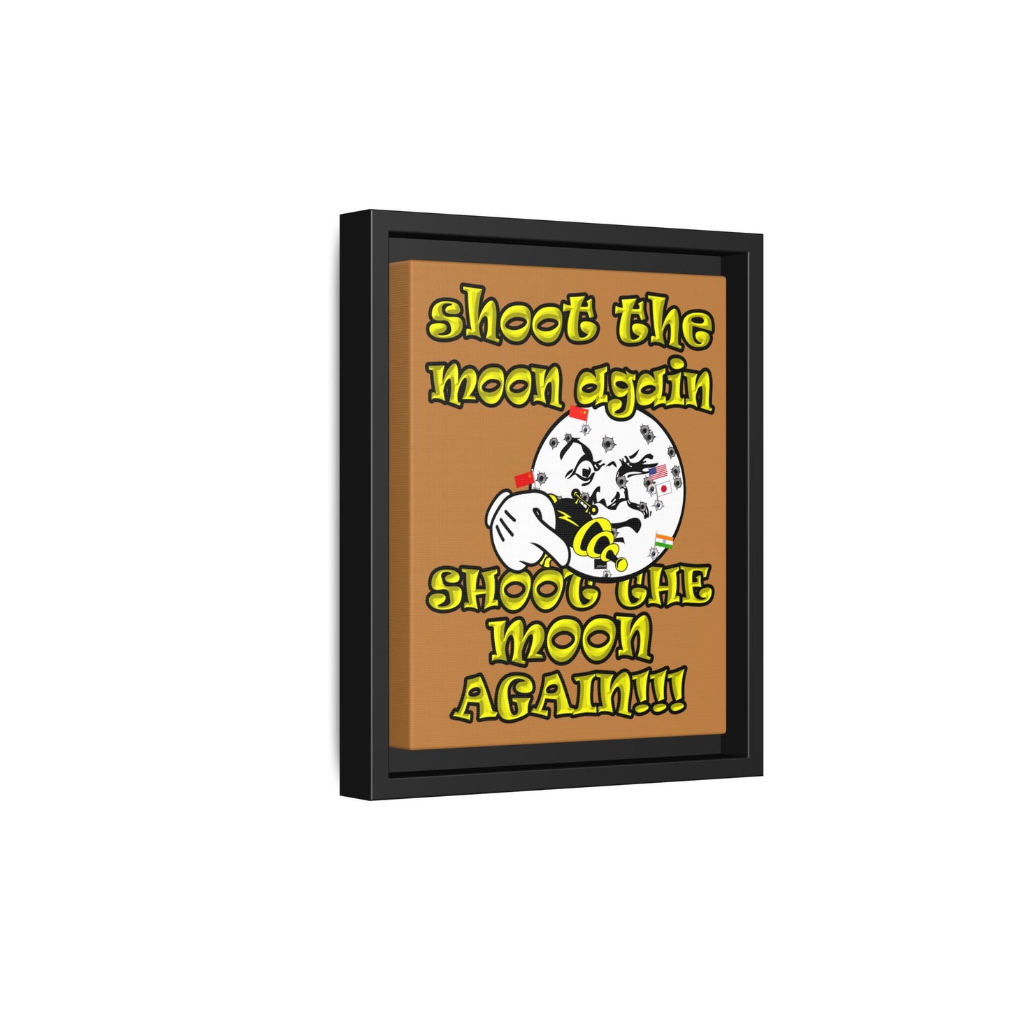 shoot the moon again - framed canvas art (light brown)