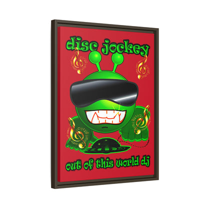 disc jockey - framed canvas art (dark red)