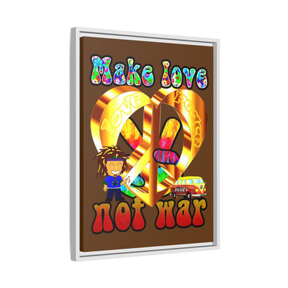 love peace - framed canvas art (brown)