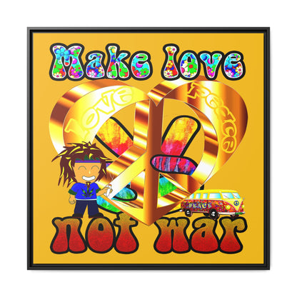 love peace - framed canvas art (yellow)