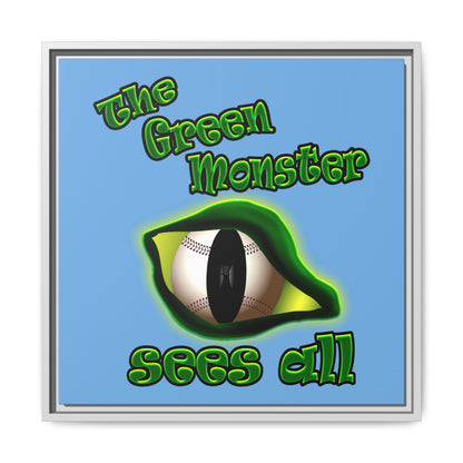 green monster - framed canvas art (light blue)