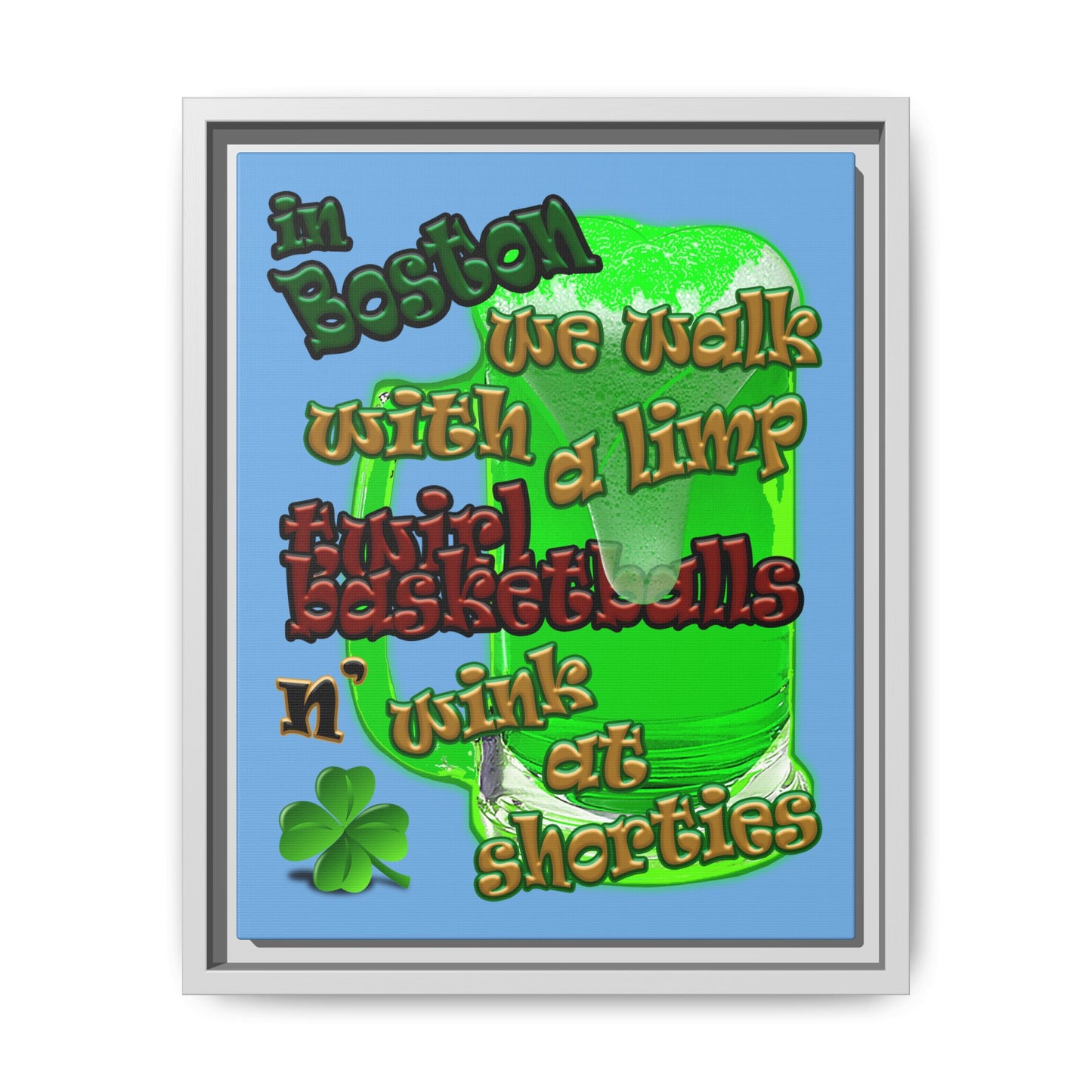 celtics logo - framed canvas art (light blue)