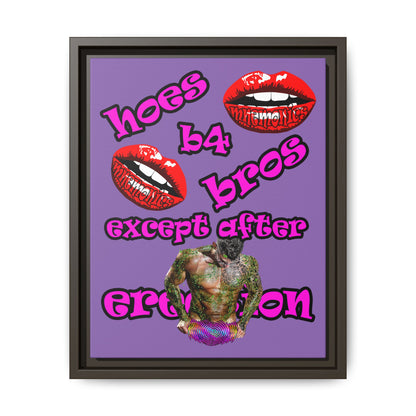hoes b4 bros - framed canvas art (light purple)