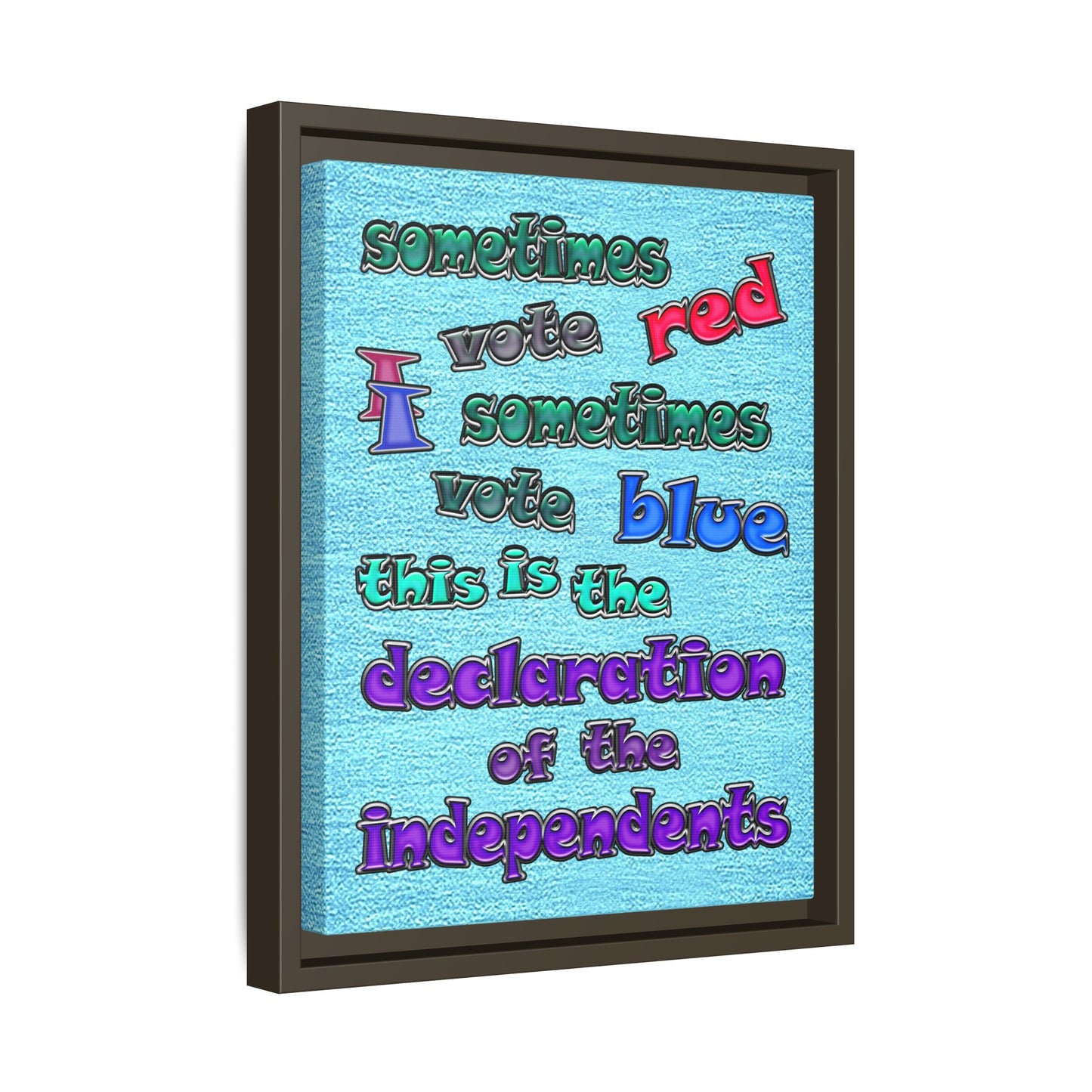 declaration of the independents - framed canvas art (faded blue)