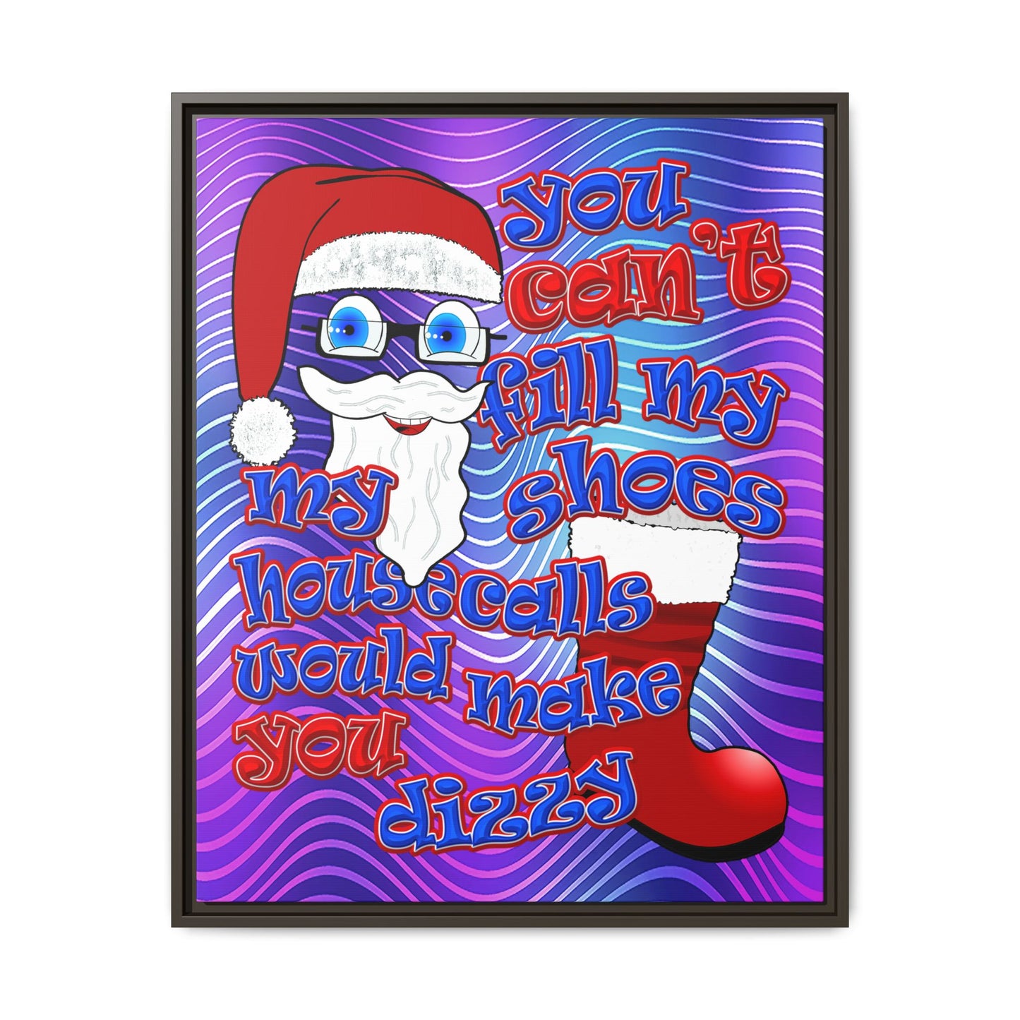 santa's shoes - framed canvas art (purple wave)