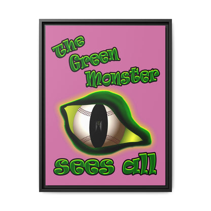 green monster - framed canvas art (light pink)