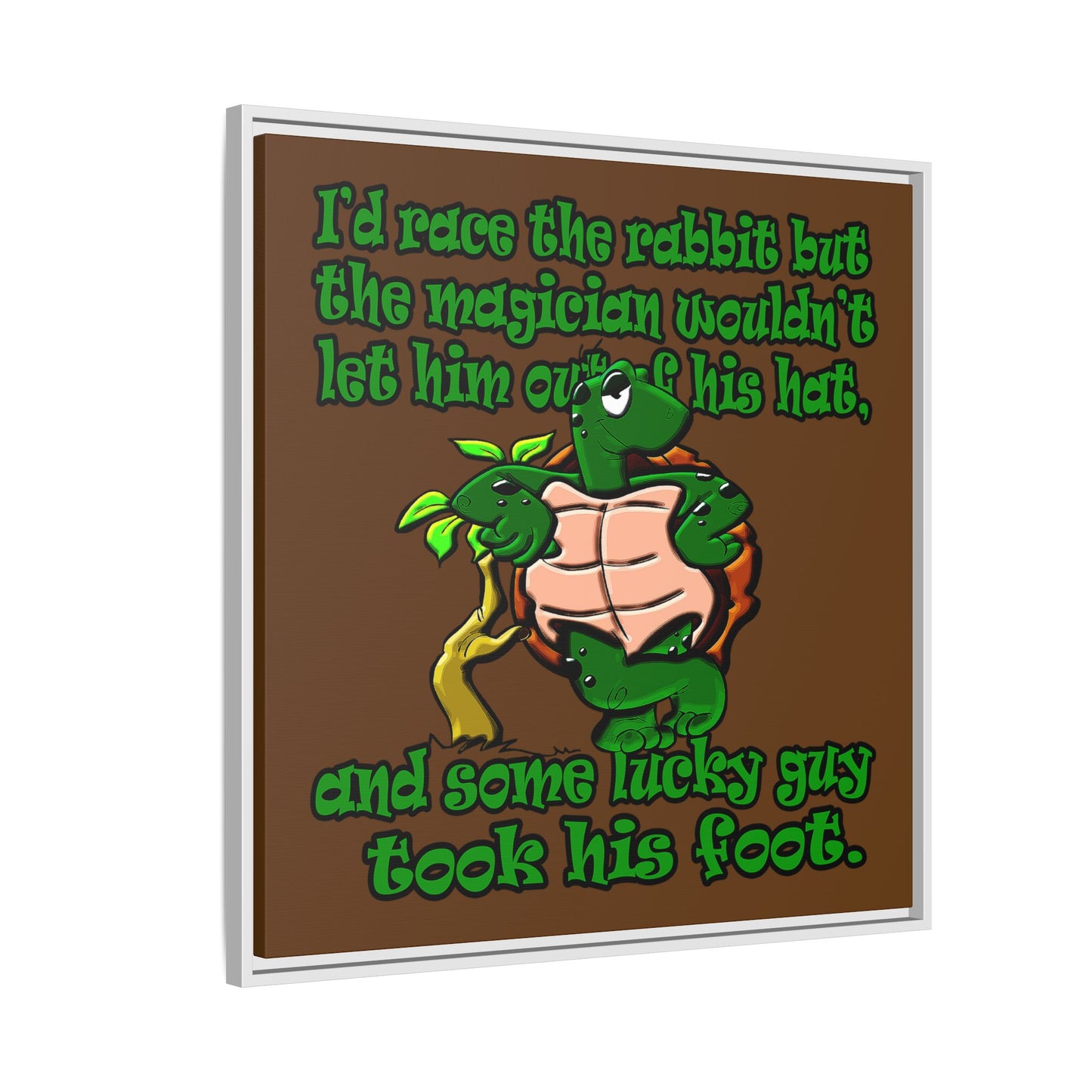 turtle race - framed canvas art (brown)