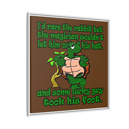 turtle race - framed canvas art (brown)