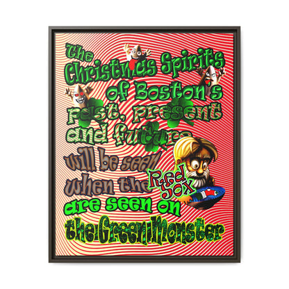 christmas spirits of boston - framed canvas art (yellow-orange wave)