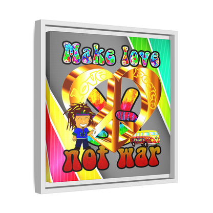love peace - framed canvas art (rainbow split)