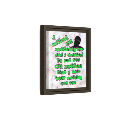 noticed you noticing - framed canvas art (white marble)