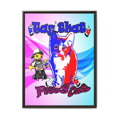 tag that - framed canvas art (light blue-pink wave)