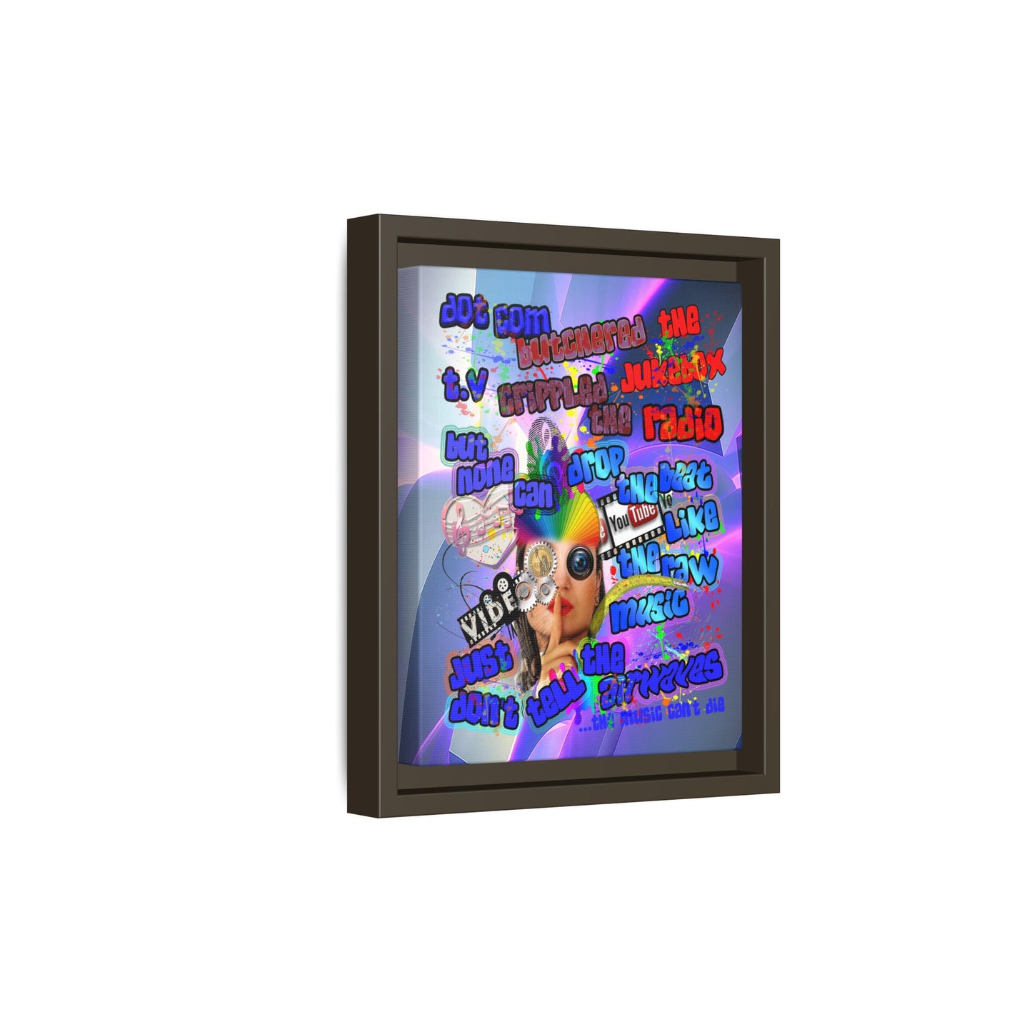 drop the beat - framed canvas art (grey-pink wave)