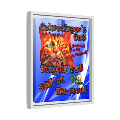 schrodinger's cat - framed canvas art (blue-white wave)