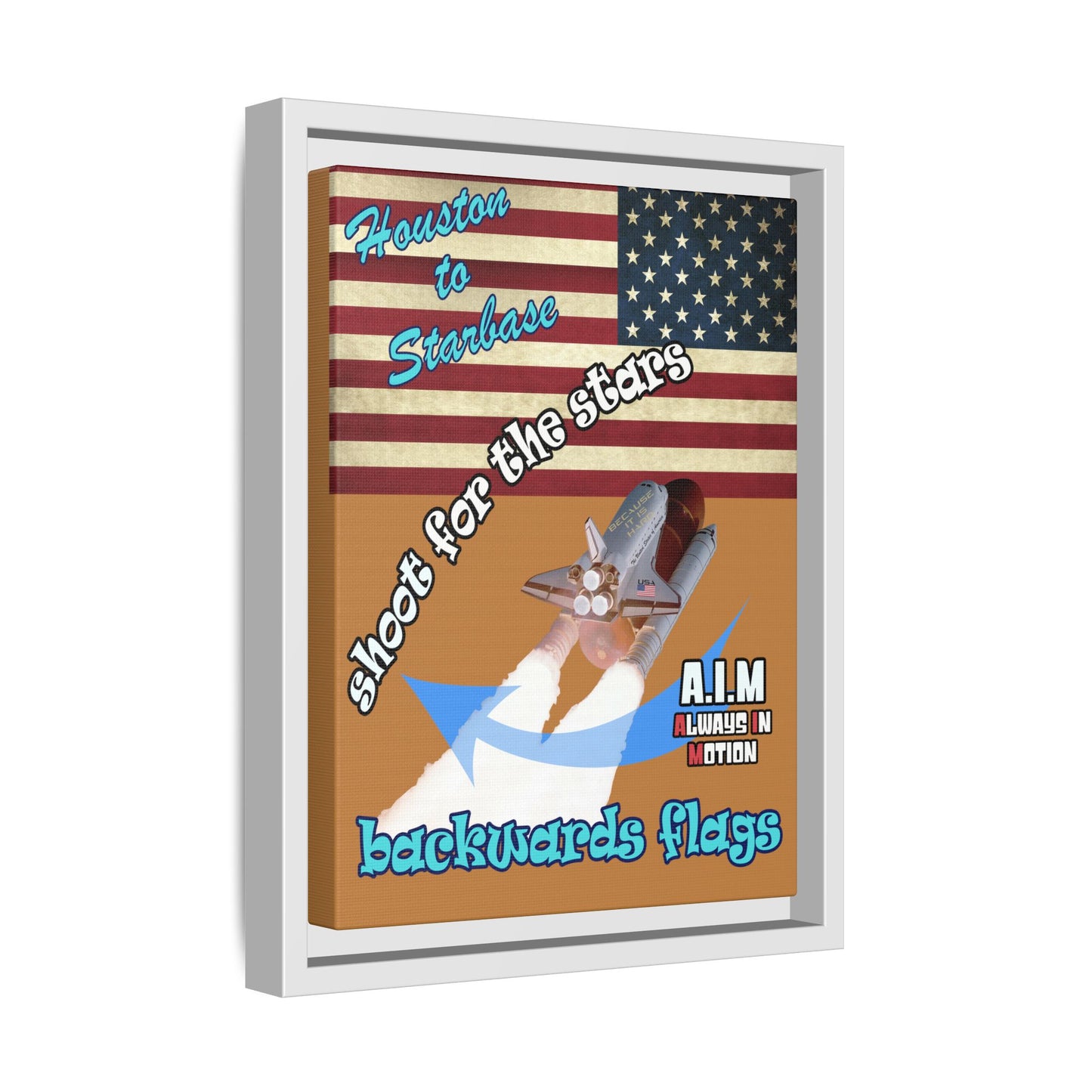 shoot for the stars - framed canvas art (light brown)