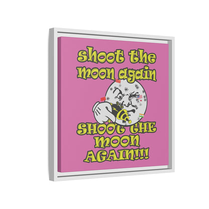 shoot the moon again - framed canvas art (light pink)