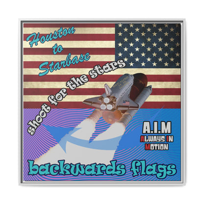 shoot for the stars - framed canvas art (light blue-purple wave)