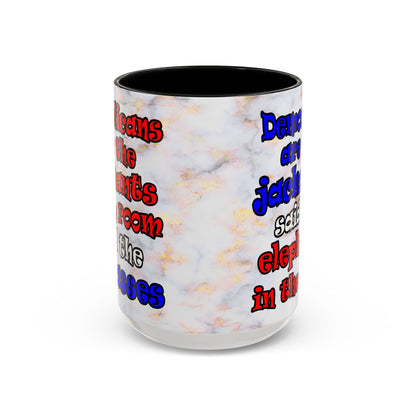donkeys and elephants - Accent Mug (white marble)