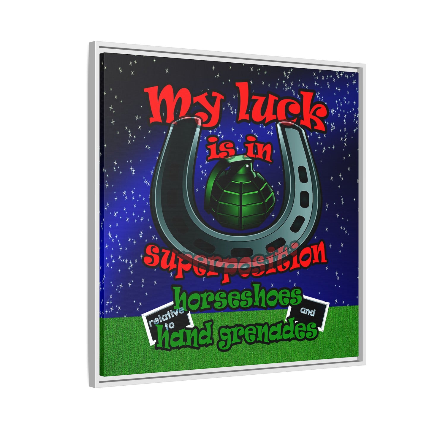 my luck - framed canvas art ('snoops' background)