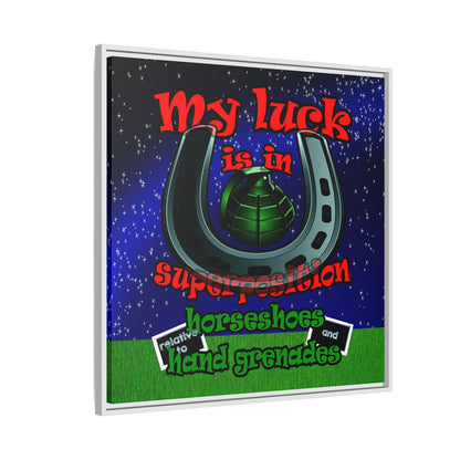 my luck - framed canvas art ('snoops' background)