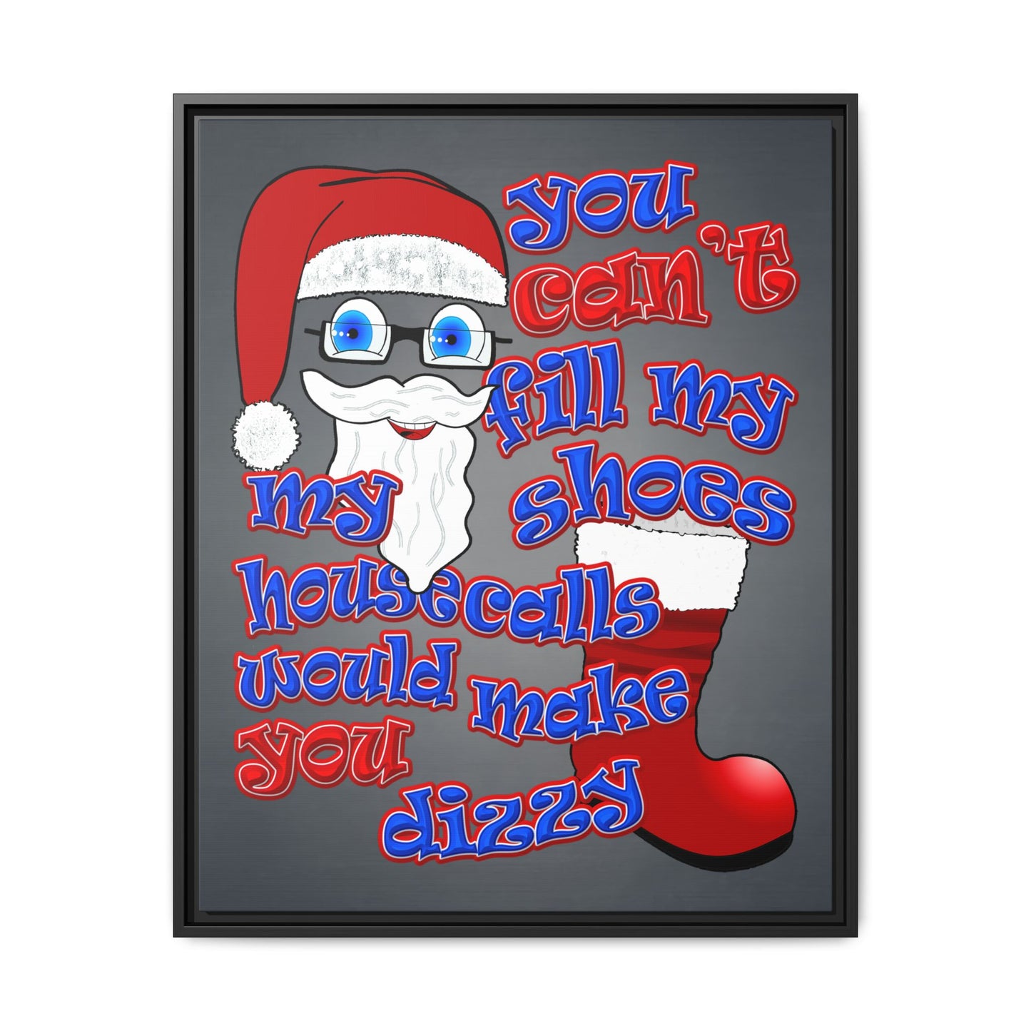 santa's shoes - framed canvas art (grey-light grey)
