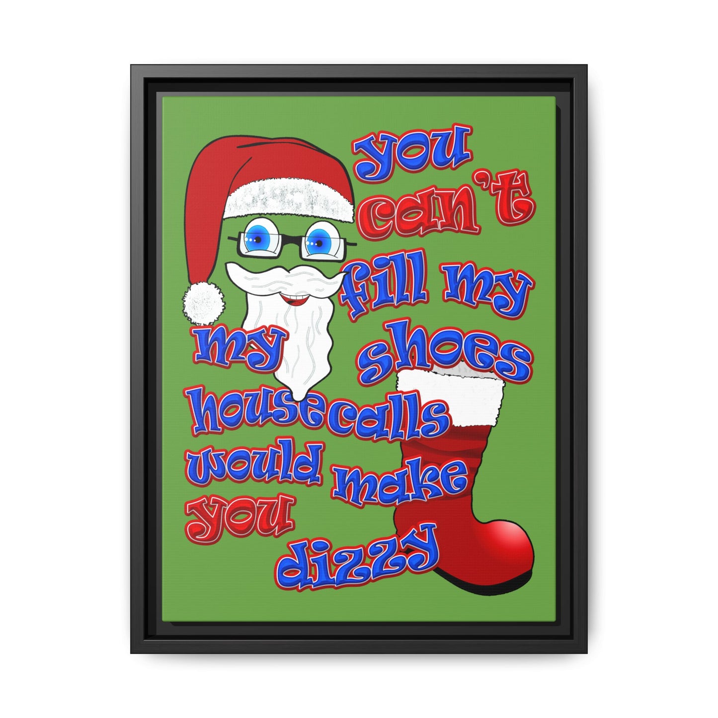 santa's shoes - framed canvas art (green)