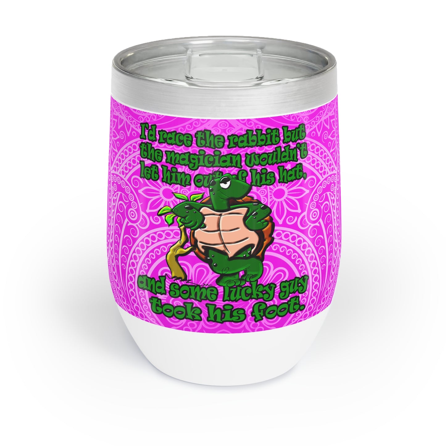 turtle race - Chill Wine Tumbler (pink swirl)