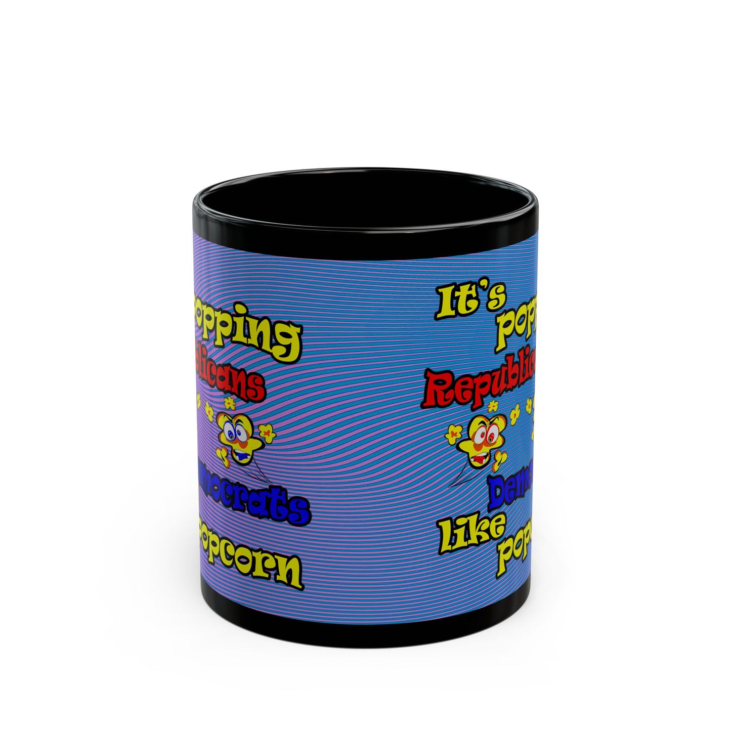 popping like popcorn - Black Mug (light blue-purple wave)