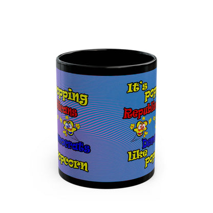 popping like popcorn - Black Mug (light blue-purple wave)